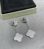 ¡®Twinkle jewelry¡¯CLOVER 2 MOTIFS DIAMOND PAVED SILVER EARRINGS