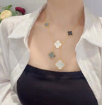 ¡®Twinkle jewelry¡¯CLOVER 6 MOTIF MOP ONYX GOLD NECKLACE