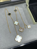 ¡®Twinkle jewelry¡¯CLOVER 6 MOTIF MOP ONYX GOLD NECKLACE