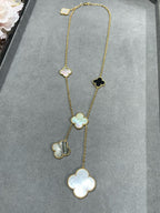 ¡®Twinkle jewelry¡¯CLOVER 6 MOTIF MOP ONYX GOLD NECKLACE