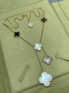 ¡®Twinkle jewelry¡¯CLOVER 6 MOTIF MOP ONYX GOLD NECKLACE