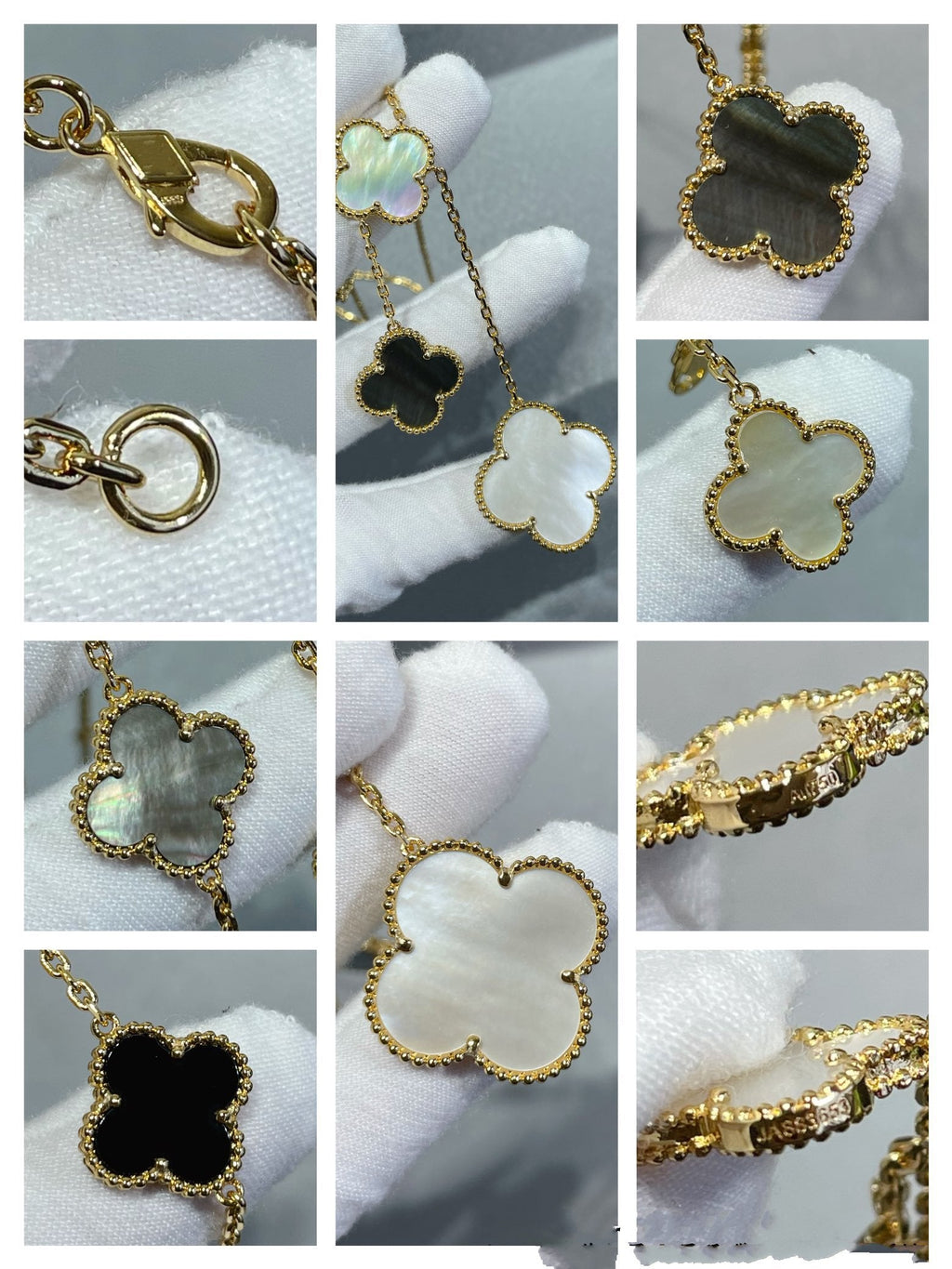 ¡®Twinkle jewelry¡¯CLOVER 6 MOTIF MOP ONYX GOLD NECKLACE