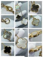 ¡®Twinkle jewelry¡¯CLOVER 6 MOTIF MOP ONYX GOLD NECKLACE