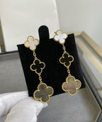 ¡®Twinkle jewelry¡¯CLOVER 3 MOTIF MOP ONYX DARK MOP PINK GOLD EARRINGS