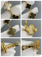 ¡®Twinkle jewelry¡¯CLOVER 3 MOTIF MOP ONYX DARK MOP PINK GOLD EARRINGS