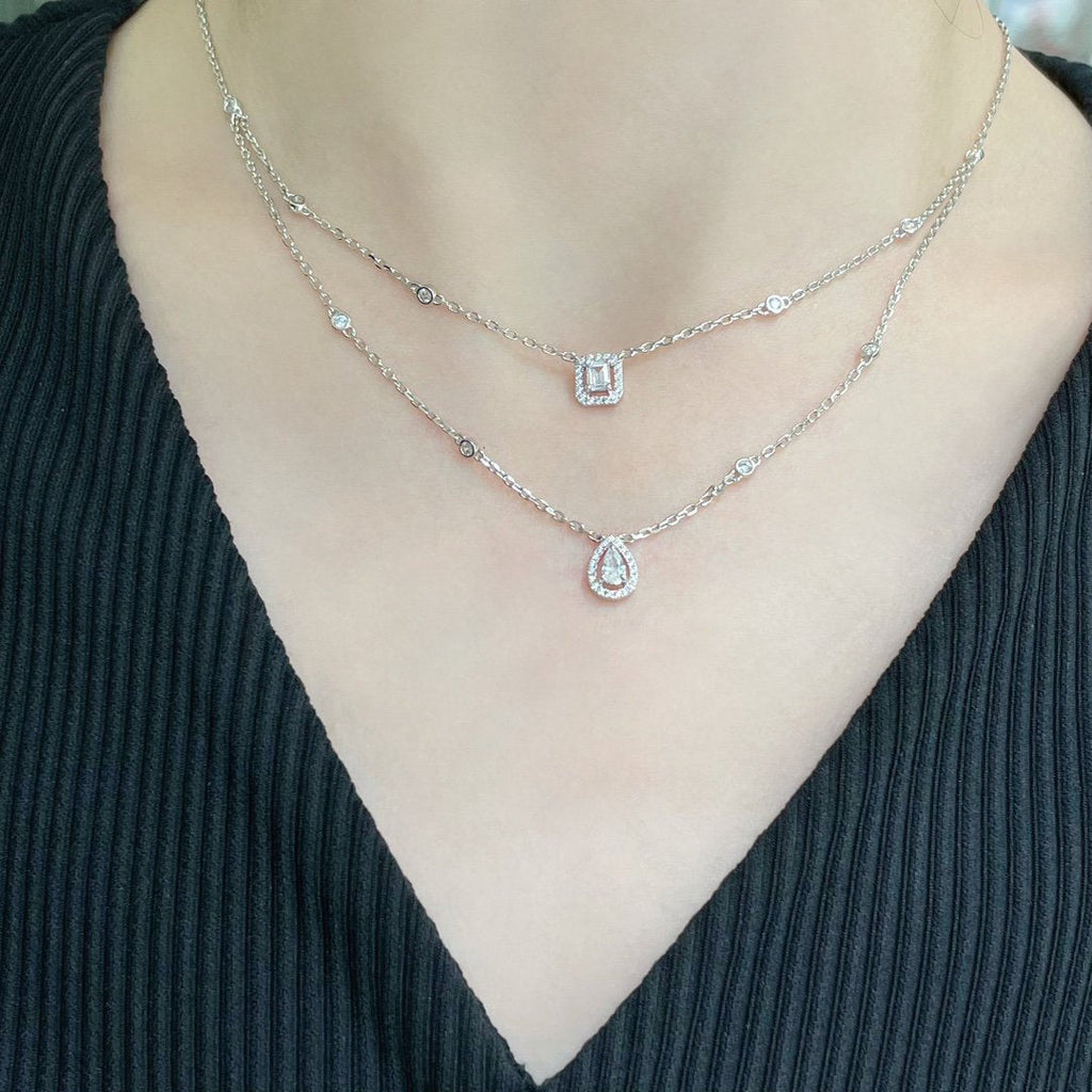 [Twinkle jewelrys]MY TWIN 2 ROW DIAMOND NECKLACE