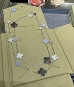 ¡®Twinkle jewelry¡¯CLOVER 16 MOTIF CHALCEDONY MOP SILVER NECKLACE