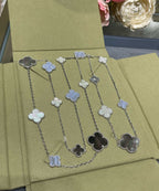 ¡®Twinkle jewelry¡¯CLOVER 16 MOTIF CHALCEDONY MOP SILVER NECKLACE