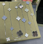 ¡®Twinkle jewelry¡¯CLOVER 16 MOTIF CHALCEDONY MOP SILVER NECKLACE