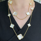 ¡®Twinkle jewelry¡¯CLOVER 16 MOTIF WHITE MOP GOLD NECKLACE