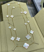 ¡®Twinkle jewelry¡¯CLOVER 16 MOTIF WHITE MOP GOLD NECKLACE