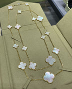 ¡®Twinkle jewelry¡¯CLOVER 16 MOTIF WHITE MOP GOLD NECKLACE