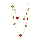 ¡®Twinkle jewelry¡¯CLOVER 16 MOTIF CARNELIAN TIGER EYE ROSE GOLD NECKLACE