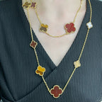 ¡®Twinkle jewelry¡¯CLOVER 16 MOTIF CARNELIAN TIGER EYE ROSE GOLD NECKLACE