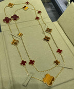 ¡®Twinkle jewelry¡¯CLOVER 16 MOTIF CARNELIAN TIGER EYE ROSE GOLD NECKLACE