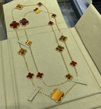 ¡®Twinkle jewelry¡¯CLOVER 16 MOTIF CARNELIAN TIGER EYE ROSE GOLD NECKLACE
