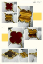 ¡®Twinkle jewelry¡¯CLOVER 16 MOTIF CARNELIAN TIGER EYE ROSE GOLD NECKLACE