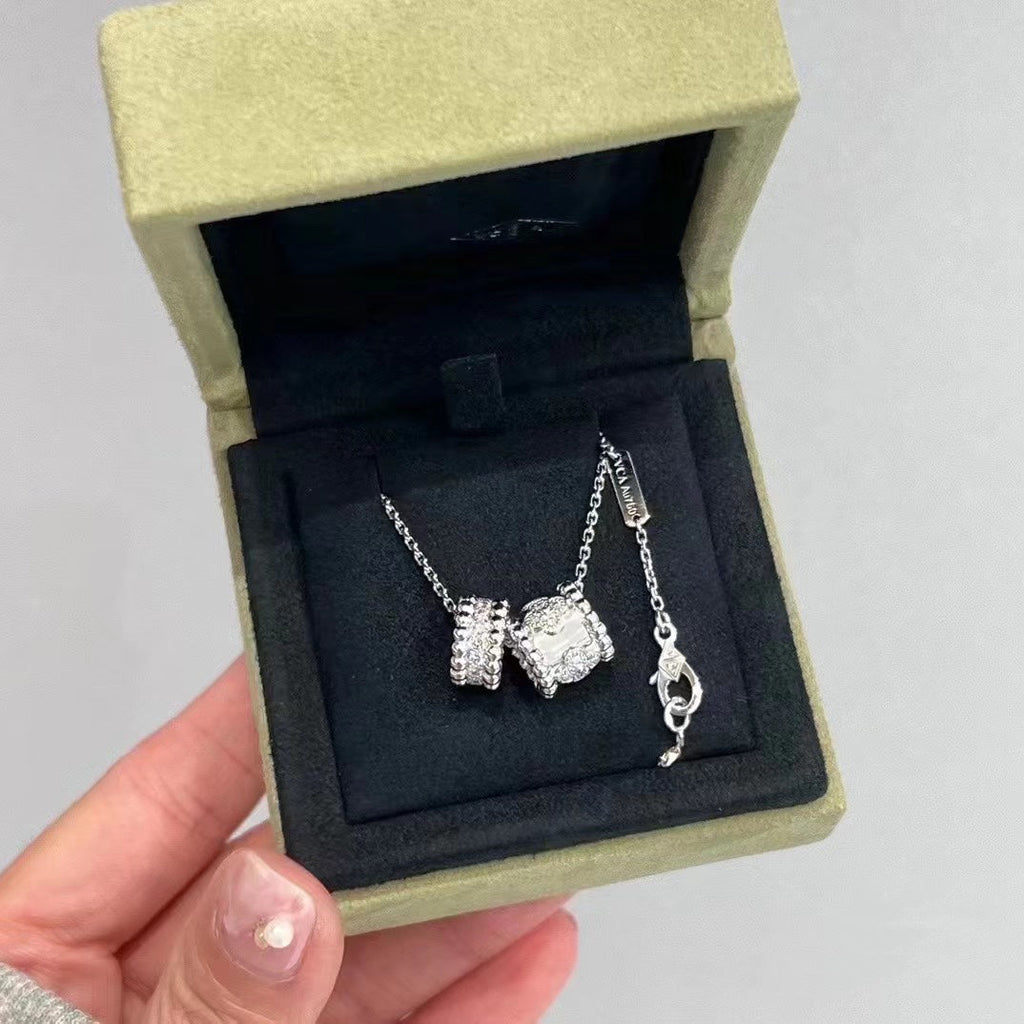 ¡®Twinkle jewelry¡¯PERLEE DOUBLE PENDANT SILVER DIAMOND NECKLACE