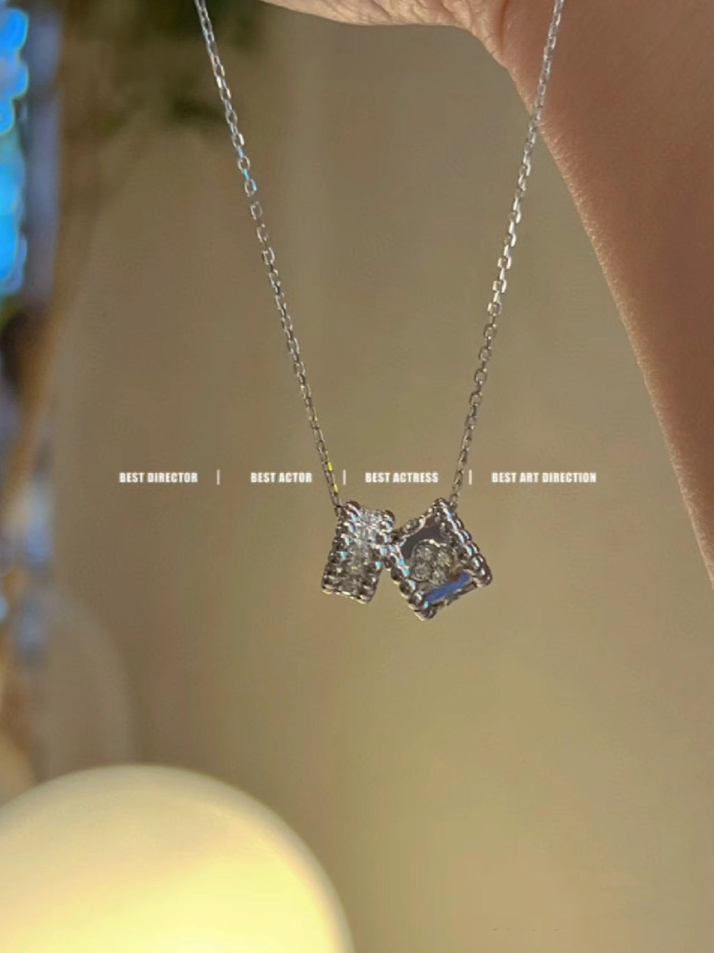 ¡®Twinkle jewelry¡¯PERLEE DOUBLE PENDANT SILVER DIAMOND NECKLACE