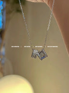 ¡®Twinkle jewelry¡¯PERLEE DOUBLE PENDANT SILVER DIAMOND NECKLACE