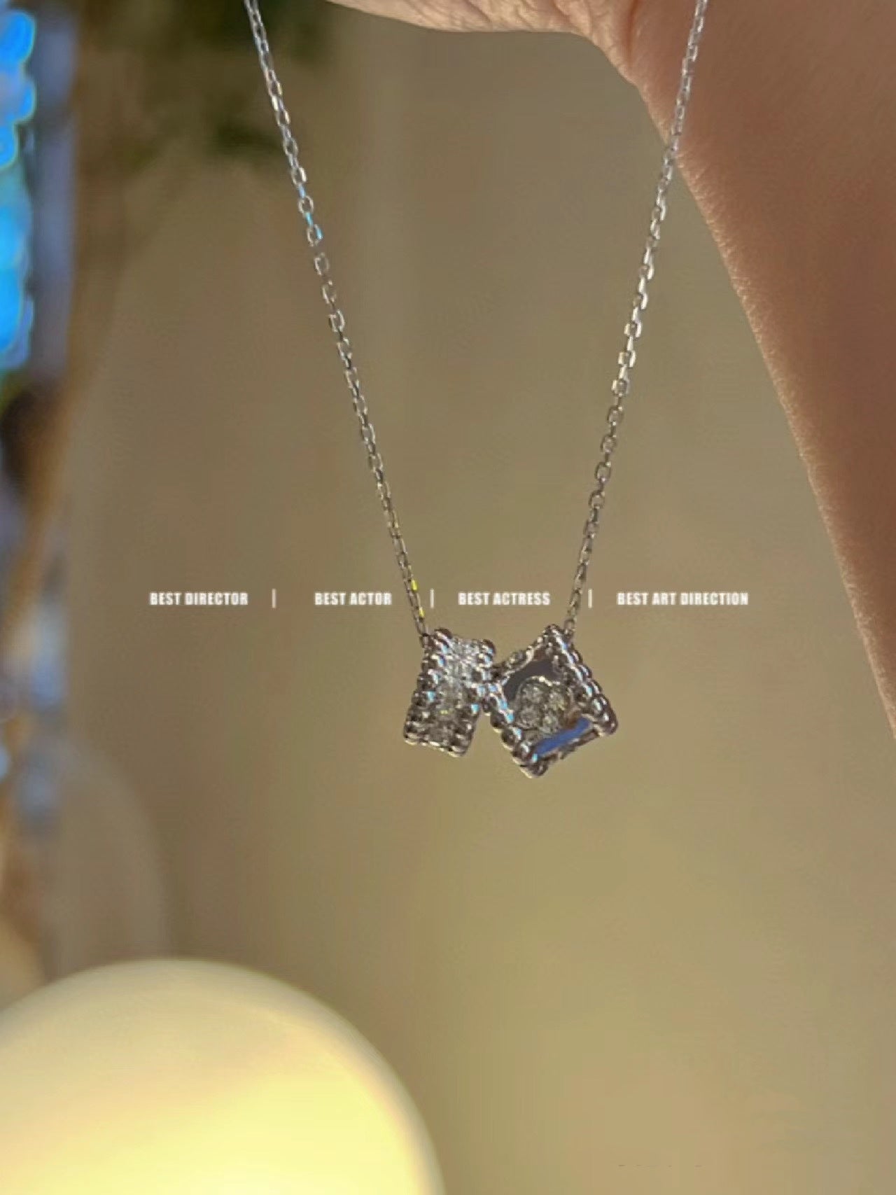 ¡®Twinkle jewelry¡¯PERLEE DOUBLE PENDANT SILVER DIAMOND NECKLACE