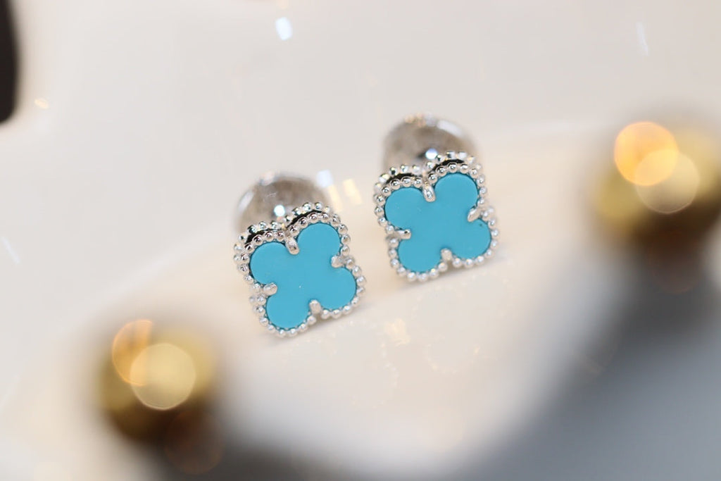 ¡®Twinkle jewelry¡¯CLOVER MINI TURQUOISE SILVER STUD EARRINGS