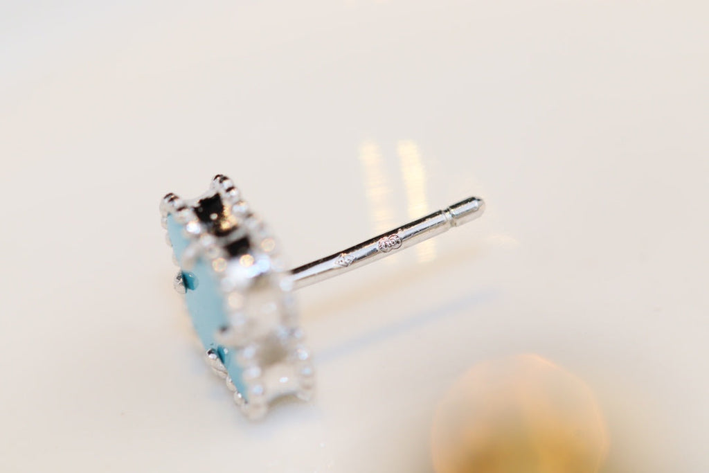 ¡®Twinkle jewelry¡¯CLOVER MINI TURQUOISE SILVER STUD EARRINGS