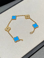 [Twinkle jewelry]New CLOVER 5 MOTIF BLUE AGATE BRACELET COLLECTION