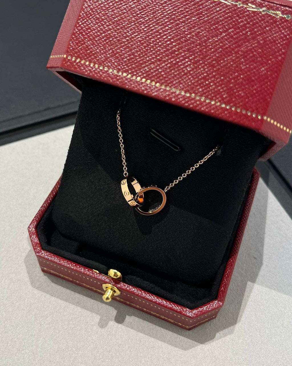 ¡®Twinkle jewelry¡¯LOVE NECKLACE DOUBLE RING PINK GOLD