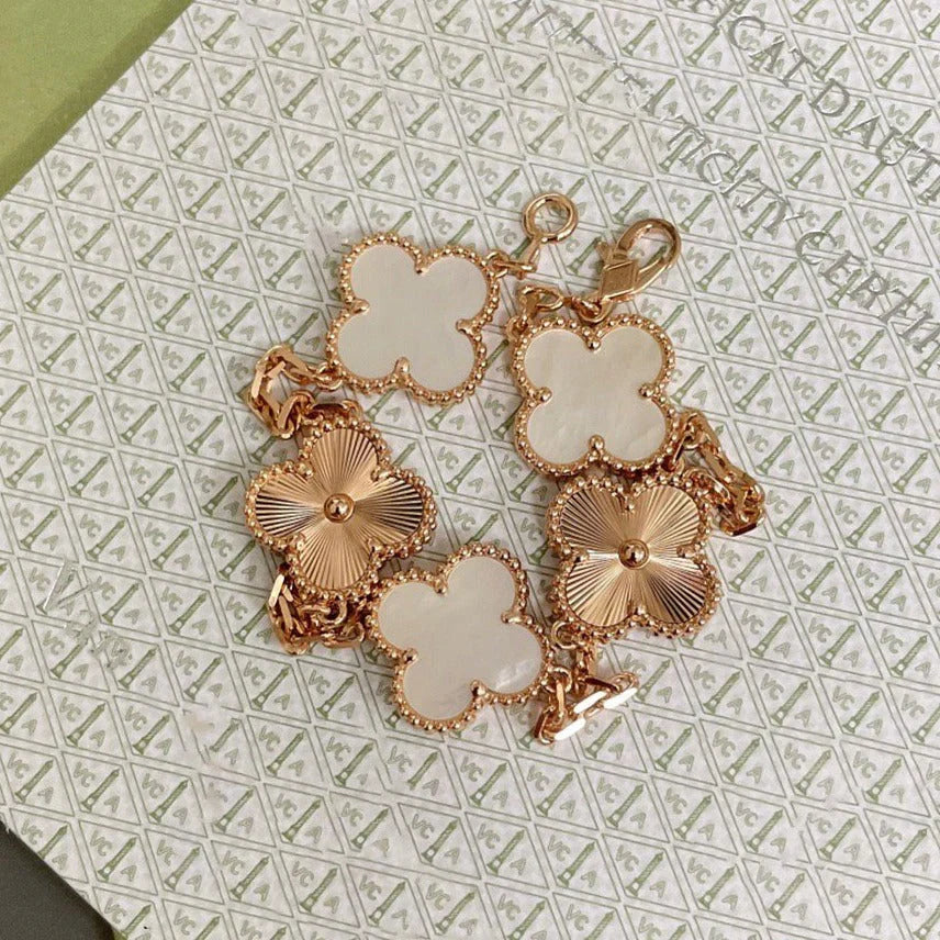 [Twinkle jewelry]New CLOVER WHITE PEARL MOP 5 MOTIF BRACELET COLLECTION
