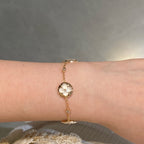 ¡®Twinkle jewelry¡¯STAR AND SUN 4 MOTIF WHITE MOP PINK GOLD BRACELET