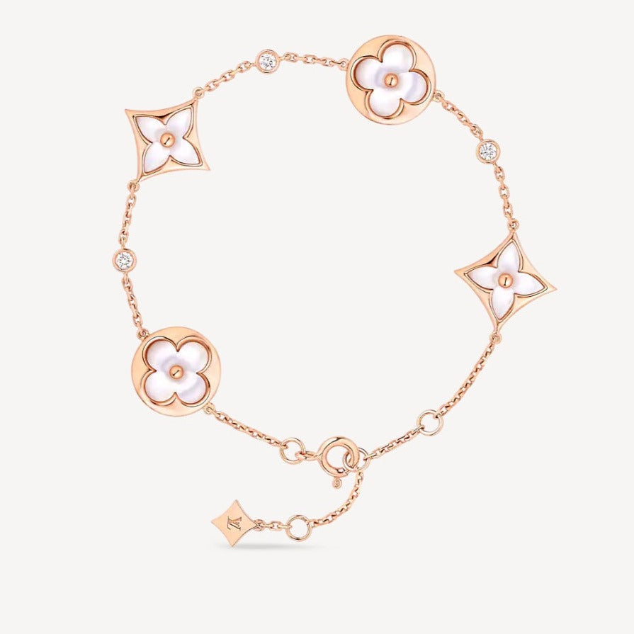 ¡®Twinkle jewelry¡¯STAR AND SUN 4 MOTIF WHITE MOP PINK GOLD BRACELET