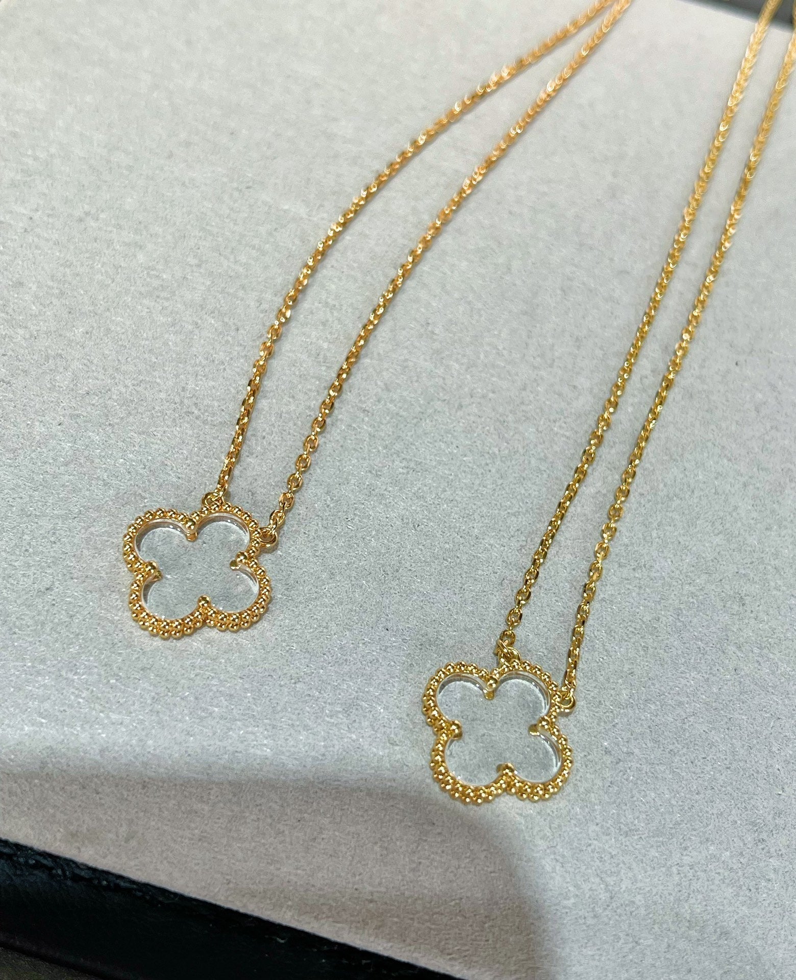 ¡®Twinkle jewelry¡¯CLOVER ROCK CRYSTAL ROSE GOLD NECKLACE