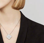 ¡®Twinkle jewelry¡¯CLOVER 25MM LARGE PENDANT DIAMOND PAVED SILVER NECKLACE