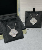¡®Twinkle jewelry¡¯CLOVER 25MM LARGE PENDANT DIAMOND PAVED SILVER NECKLACE