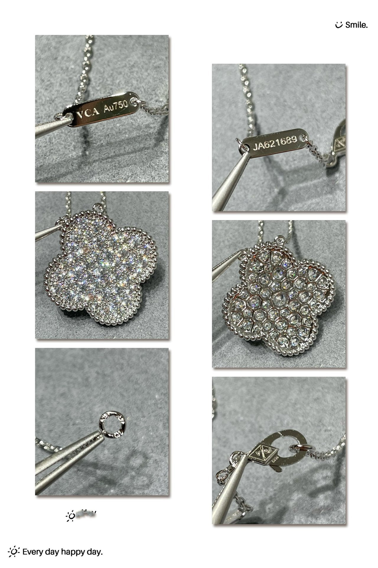 ¡®Twinkle jewelry¡¯CLOVER 25MM LARGE PENDANT DIAMOND PAVED SILVER NECKLACE