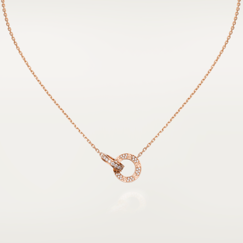 ¡®Twinkle jewelry¡¯LOVE 7.6MM NECKLACE ROSE GOLD AND SILVER  FULL DIAMOND