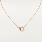 ¡®Twinkle jewelry¡¯LOVE 7.6MM NECKLACE ROSE GOLD AND SILVER  FULL DIAMOND