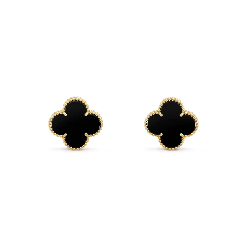 ¡®Twinkle jewelry¡¯CLOVER MEDIUM 1 MOTIFS  ONYX STUD EARRINGS