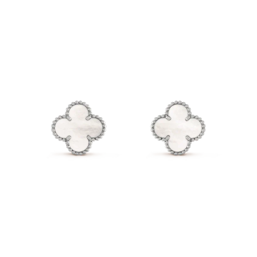 ¡®Twinkle jewelry¡¯CLOVER MEDIUM 1 MOTIFS  WHITE MOP EARRINGS SILVER