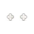 ¡®Twinkle jewelry¡¯CLOVER MEDIUM 1 MOTIFS  WHITE MOP EARRINGS SILVER