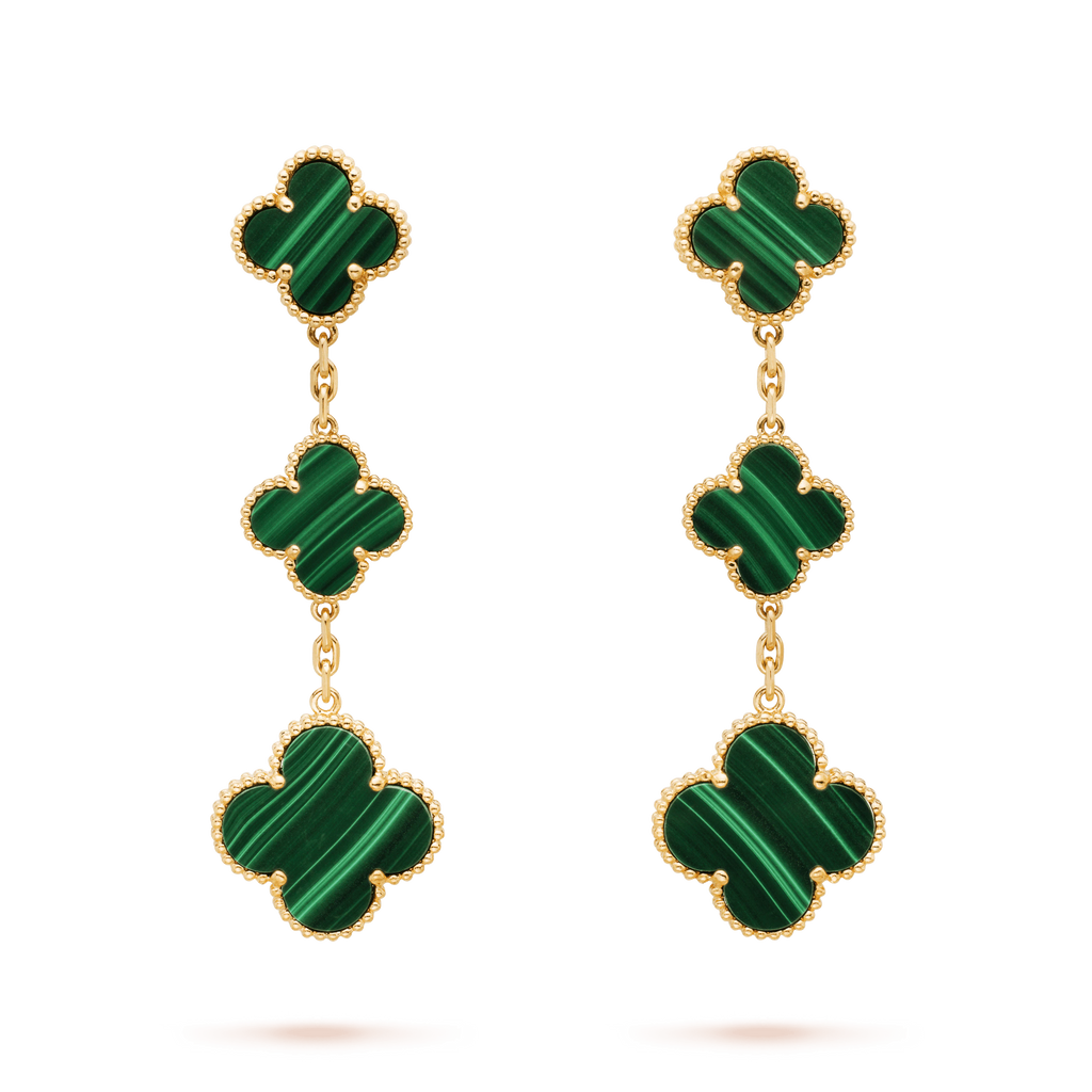 ¡®Twinkle jewelry¡¯CLOVER MALACHITE 3 MOTIFS GOLD