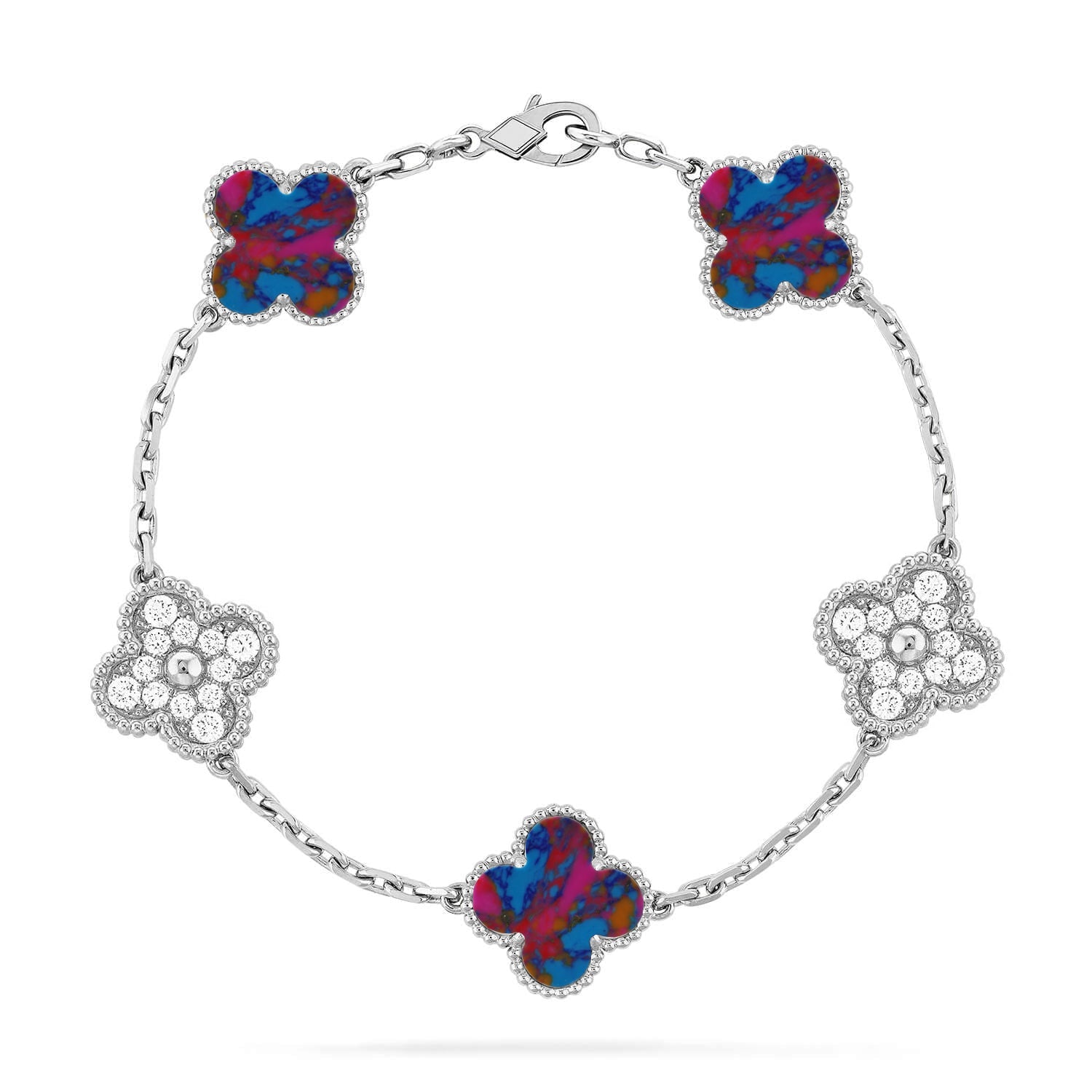 [Twinkle jewelry]New CLOVER 5 MOTIF COLOR GEMSTONES BRACELET COLLECTION