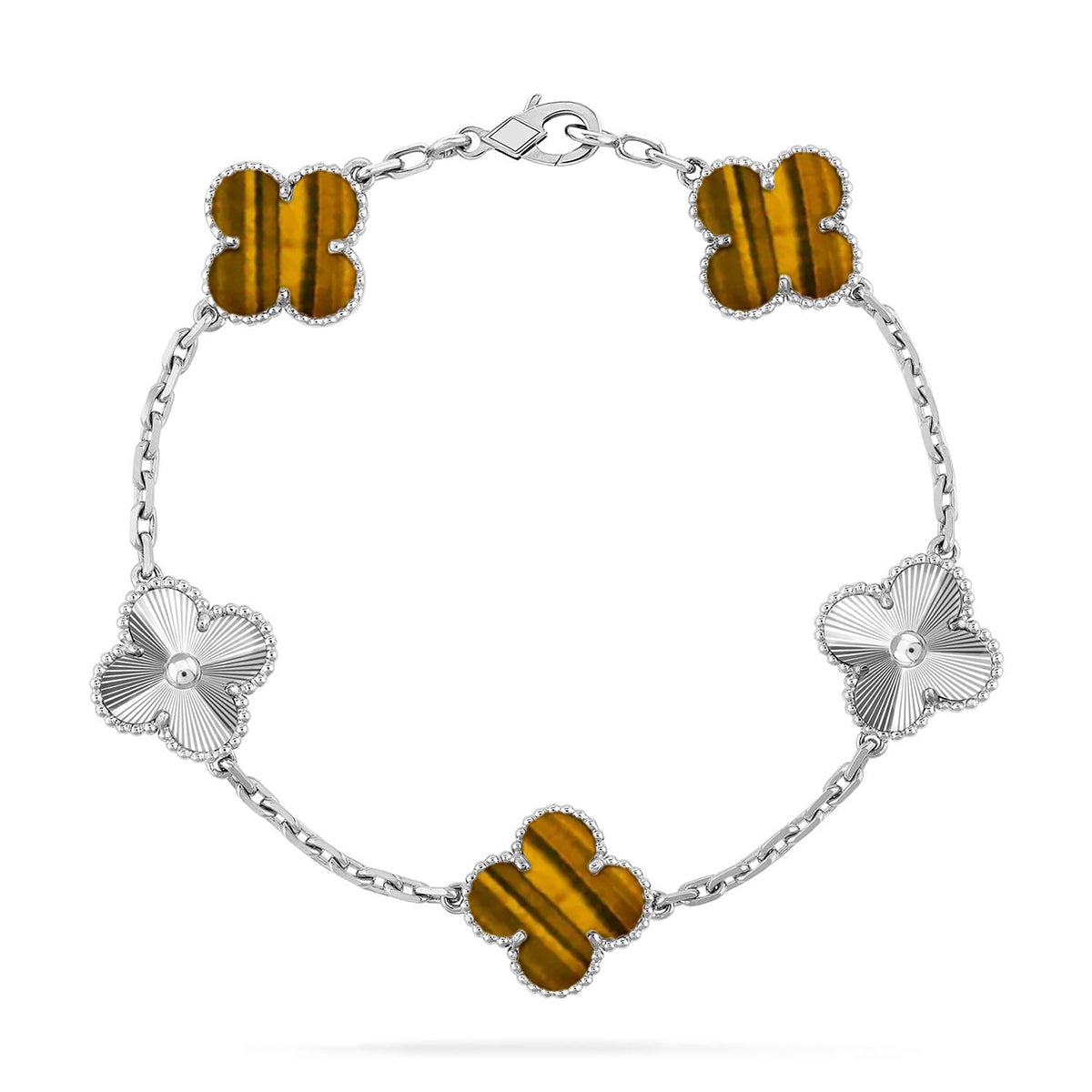 [Twinkle jewelry]New  CLOVER 5 MOTIFS TIGER EYE BRACELET COLLECTION