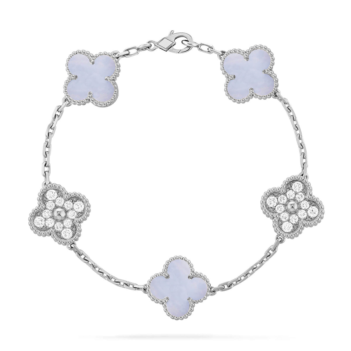 [Twinkle jewelry]New  CLOVER 5 MOTIF PURPLE CHALCEDONY BRACELET COLLECTION