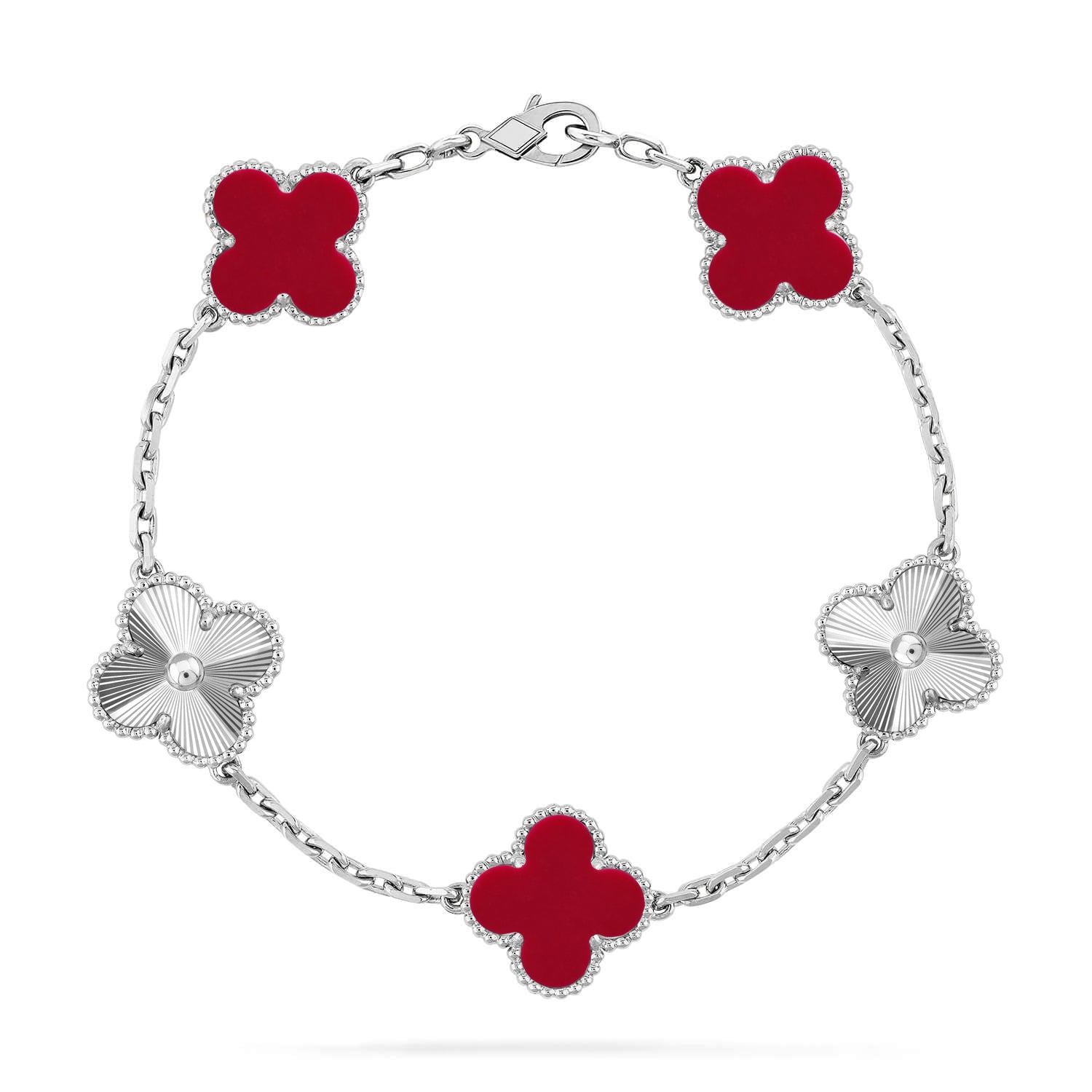 [Twinkle jewelry]New  CLOVER 5 MOTIF RED CORNELIAN BRACELET COLLECTION