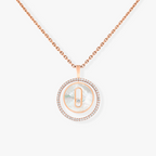 [Twinkle jewelrys]LUCKY MOVE 1 DIAMOND WHITE MOTHER OF PEARL PINK GOLD DIAMOND NECKLACE