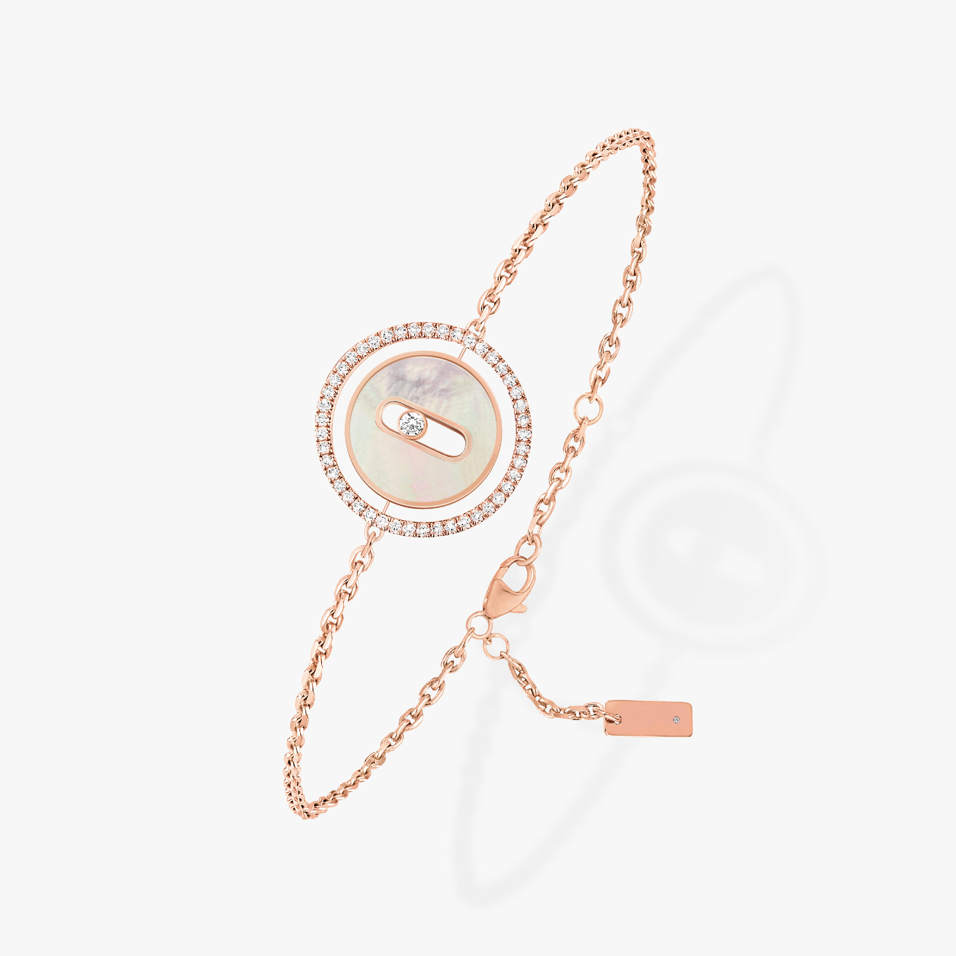 [Twinkle jewelrys]LUCKY MOVE WHITE MOTHER OF PEARL PINK GOLD DIAMOND BRACELET