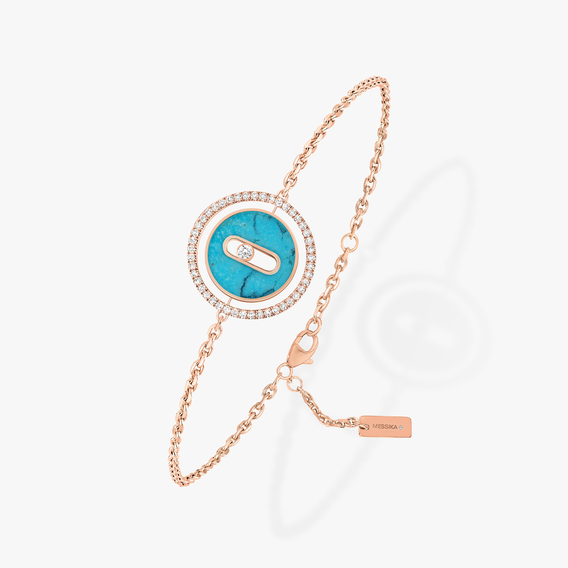[Twinkle jewelrys]LUCKY MOVE TURQUOISE PINK GOLD DIAMOND BRACELET