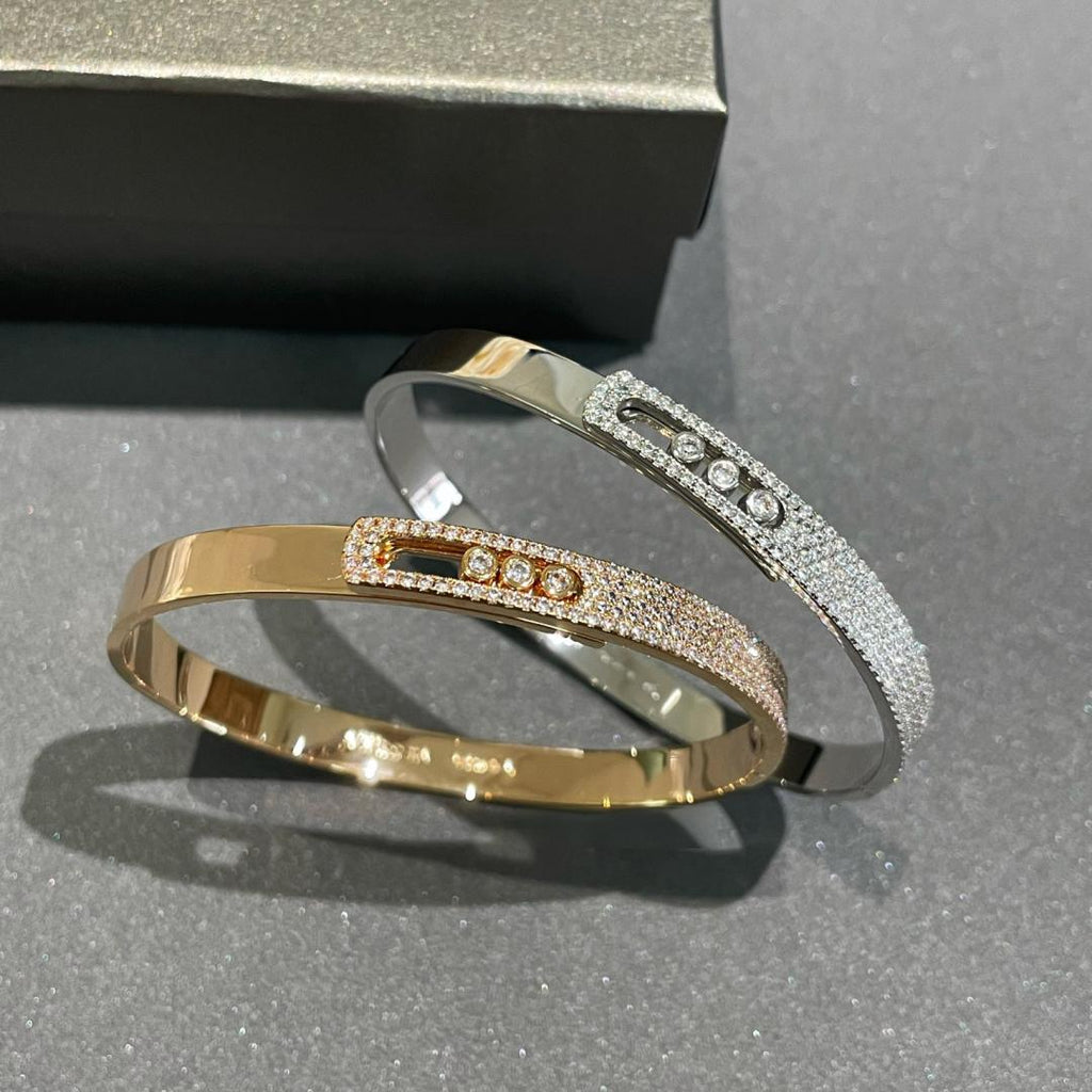 [Twinkle jewelrys]Move Noa Rose Gold Pavé Diamond Bangle Bracelet